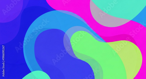 Vibrant abstract background with colorful shapes and curves in blue green pink and purple hues for design and creative projects