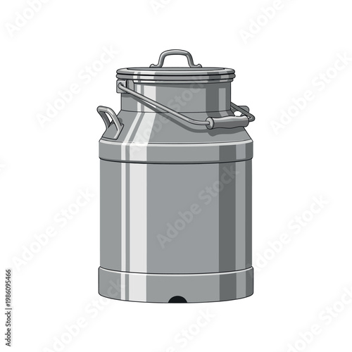 Classic Metal Milk Can Container Illustration Isolated on White