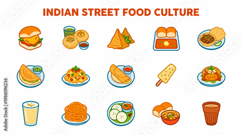 Indian Street Food Culture Icons - Diverse Cuisine Collection