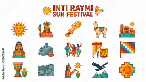 Inti Raymi Sun Festival Icons: Inca Culture, Peru, Celebration