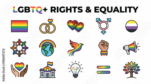 LGBTQ+ Rights Equality Icons Rainbow Pride Symbols