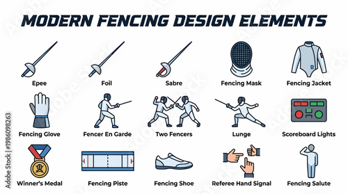 Modern Fencing Design Elements - Icons Set