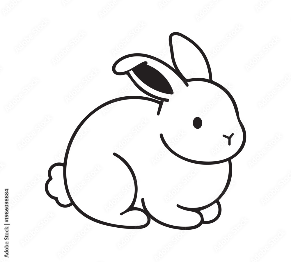 Obraz premium Cute Sitting Rabbit Cartoon Outline Vector Illustration
