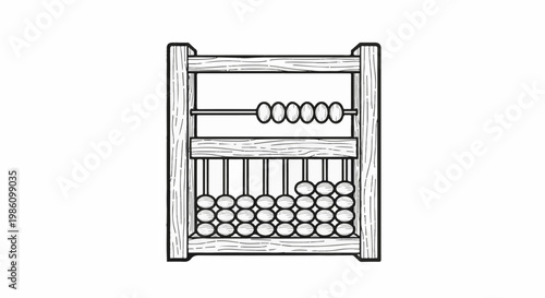 Vintage wooden abacus with rows of beads for counting