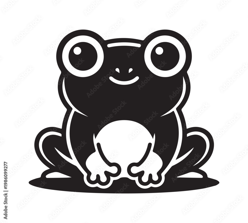 Naklejka premium Cute Frog Cartoon Outline Vector Illustration