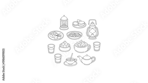 Colorful assortment of fresh fruits and vegetables arranged in a circular pattern Vector