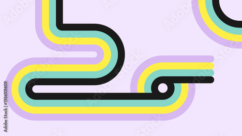 Retro Pastel Abstract Lines And Curves Minimal Geometric Background With Colorful Stripes