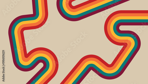 Retro Rainbow Striped Abstract Background With Curved Vintage Lines and Colorful Pattern
