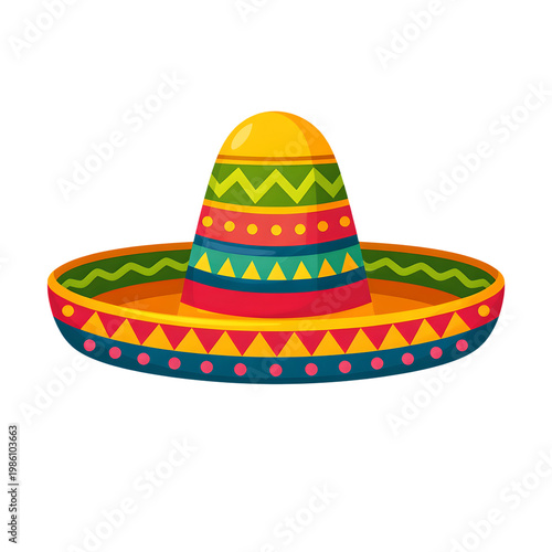 Mexican sombrero hat isolated on transparent background