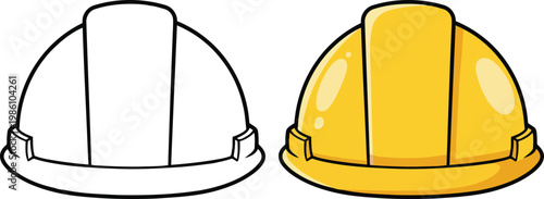 Helmet construction safety hard hat isolated in clean bold outline vector illustration style