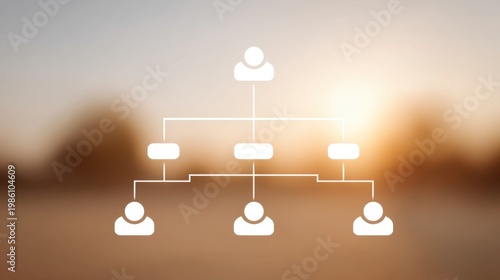 Business Hierarchy Diagram with Connective Lines and Abstract Background for Professional Use