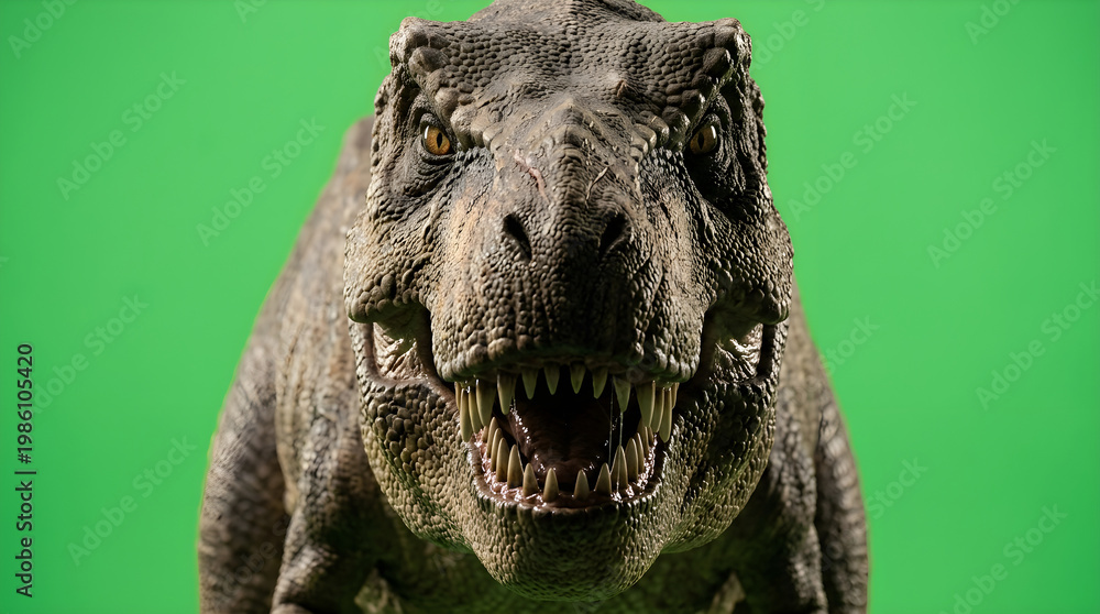 Fototapeta premium Tyrannosaurus rex head with green screen
