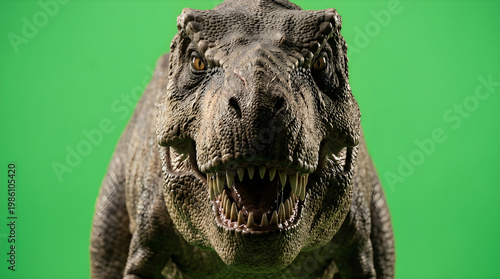 Tyrannosaurus rex head with green screen