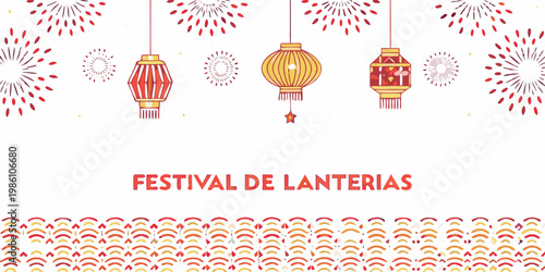 Festive chinese lanterns and fireworks celebrate a joyful occasion