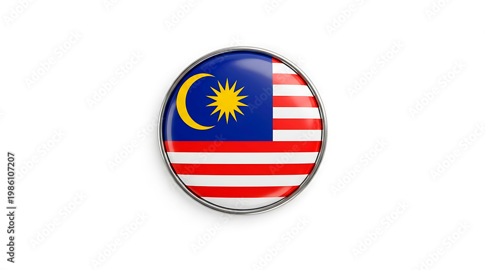 Obraz premium Malaysia's flag button isolated on white