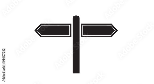 Simple black signpost with two arrows pointing in opposite directions