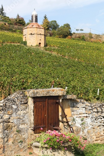 Water well with a dovecote in Bagnols, Beaujolais, France