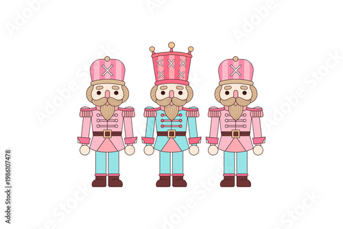 Cute Pastel Nutcracker Soldiers Christmas Holiday Sublimation Design