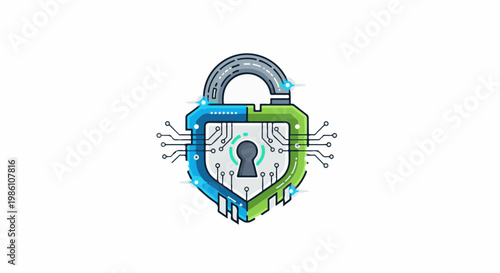 Digital lock with circuit board and keyhole, representing cybersecurity and data protection