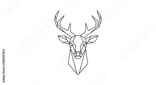 Geometric deer head with antlers illustration.