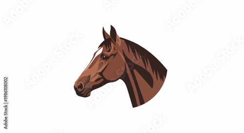 Detailed illustration of a brown horse's head profile on a white background