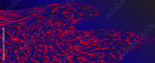 Blue sea red waves. Vector watercolor background for cover design, card, flyer, poster. Summer illustration. Storm. Dark blue ocean and waves. Grunge vector texture. vector