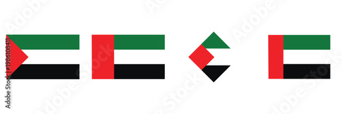 UAE Flag Vector Set – United Arab Emirates National Flag Icons Collection, Multiple Styles and Designs, 
Official Symbol