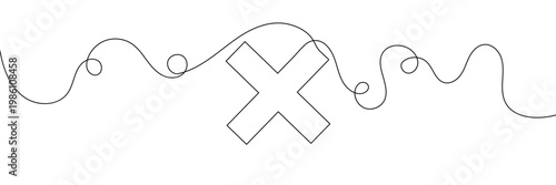 A single line drawing of a cross. Continuous one line cross icon, Continuous Line Draw Long line icon x. Vector Illustration . EPS 10 .