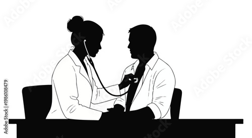a female doctor examining a patient at a desk
