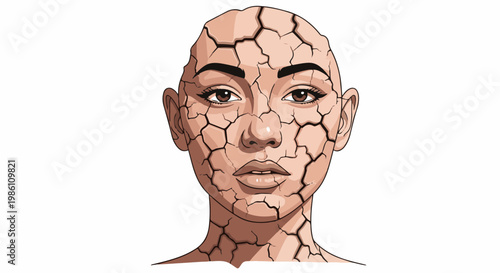 Face with cracked, dry skin texture