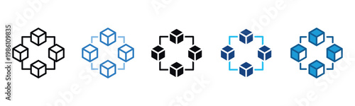 Blockchain Icon Set Multiple Style Of