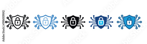 Cybersecurity Icon Set Multiple Style Of