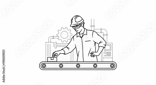 Factory worker operating machinery on a production line