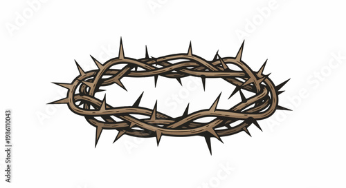 Detailed illustration of a woven crown of sharp thorns