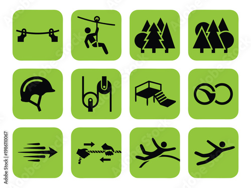 Adventure Park Icons Set.