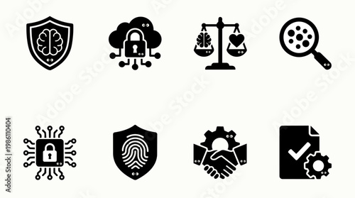 Security icons with technology symbols.