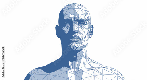 Wireframe illustration of a human head.