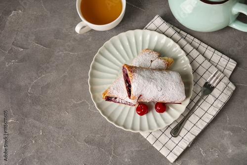 Plate with sweet cherry str...