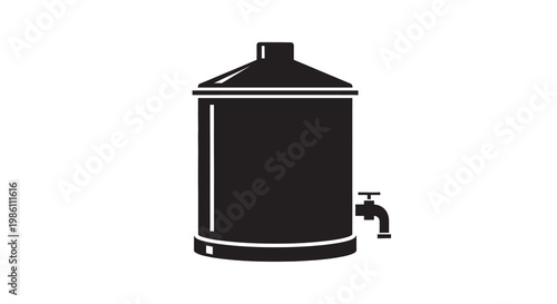 Simple black silhouette of a water cooler with a dispensing tap