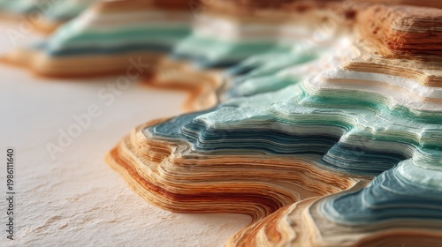 close-up of wave layers showing paper strata in earthy tones