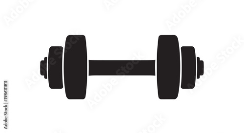 Simple black silhouette of a dumbbell a common fitness weight