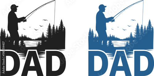 Happy fathers day silhouette of a father and son fishing perfect gift ideas for dad