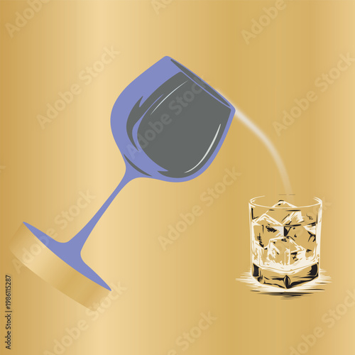 Mysterious blue creature near a glass container with an unclear liquid