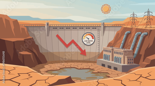 Drought and Water Crisis: A stark visual representation of a reservoir facing critical water scarcity, emphasizing the environmental challenges and need for conservation.