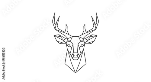 Geometric deer head with antlers illustration.