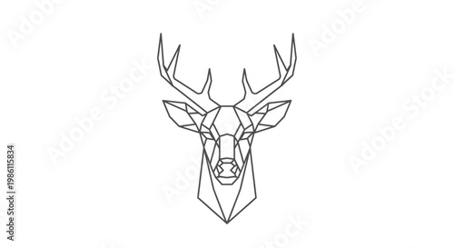 Geometric deer head with antlers illustration.