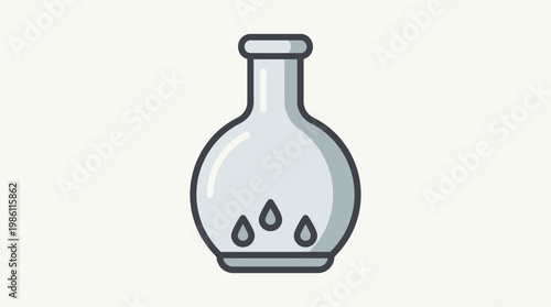 Flask Illustration: A minimalist illustration of a laboratory flask containing water droplets, showcasing simplicity and scientific concept.