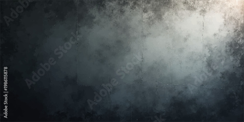A dark blue grunge metal background features a misty storm sky with black clouds and steam texture beneath a faint moon light