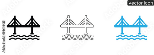 Pier icons on white background, Vector illustration of dock or wharf symbols