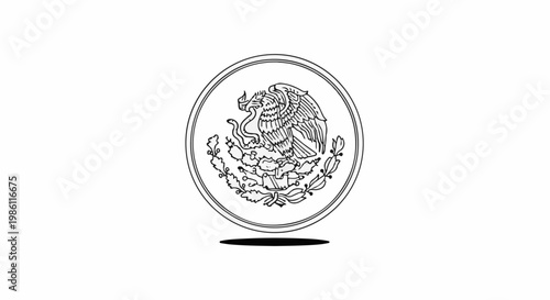 Detailed emblem of a raptor devouring a serpent within a circular border